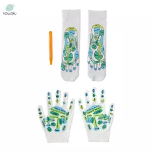 4 Miếng Massage Tay Chân Bộ Dụng Cụ Bấm huyệt Găng Tay Có Thể Tái Sử Dụng Bấm huyệt Schematic Tất Có Thể Tái Sử Dụng Với Gậy Massage Cho Nữ