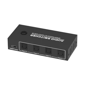 Công tắc âm thanh quang Toslink 4x1, Công tắc âm thanh kỹ thuật số SPDIF có nút điều khiển từ xa & thủ công IR, 192kHz, cho PS5 / PS4 / Xbox / TV sang Soundbar / Bộ khuếch đại / Bộ thu