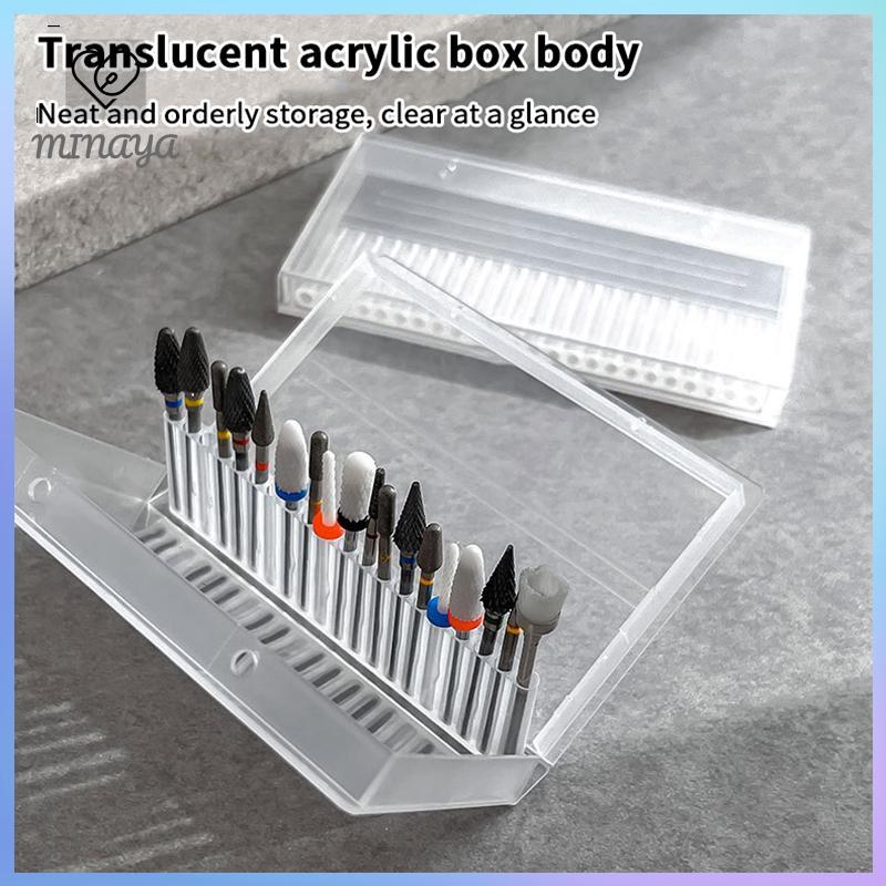[MINAYA] Hộp lưu trữ mũi khoan móng tay 20 / 24 lỗ Giá đỡ đầu mài móng tay Giá đỡ màn hình Bộ làm sạch Máy cắt chống bụi Dụng cụ làm móng tay VN