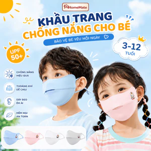 Khẩu Trang Chống Nắng Trẻ Em HomeMate Chống Tia UV, Khẩu Trang Vải 2 Lớp Thoáng Khí Có Quai Điều Chỉnh Cho Bé