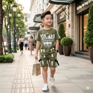 bộ hè bé trai phong cách hiphop hàng hàn quốc cao cấp 16-35kg, bộ cộc bé trai, set áo phông quần đùi