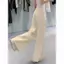 Quần jean cạp cao màu be hợp thời trang dành cho nữ mùa xuân Phong cách mới Kích thước lớn mơ được giặt thời trang Quần ống rộng