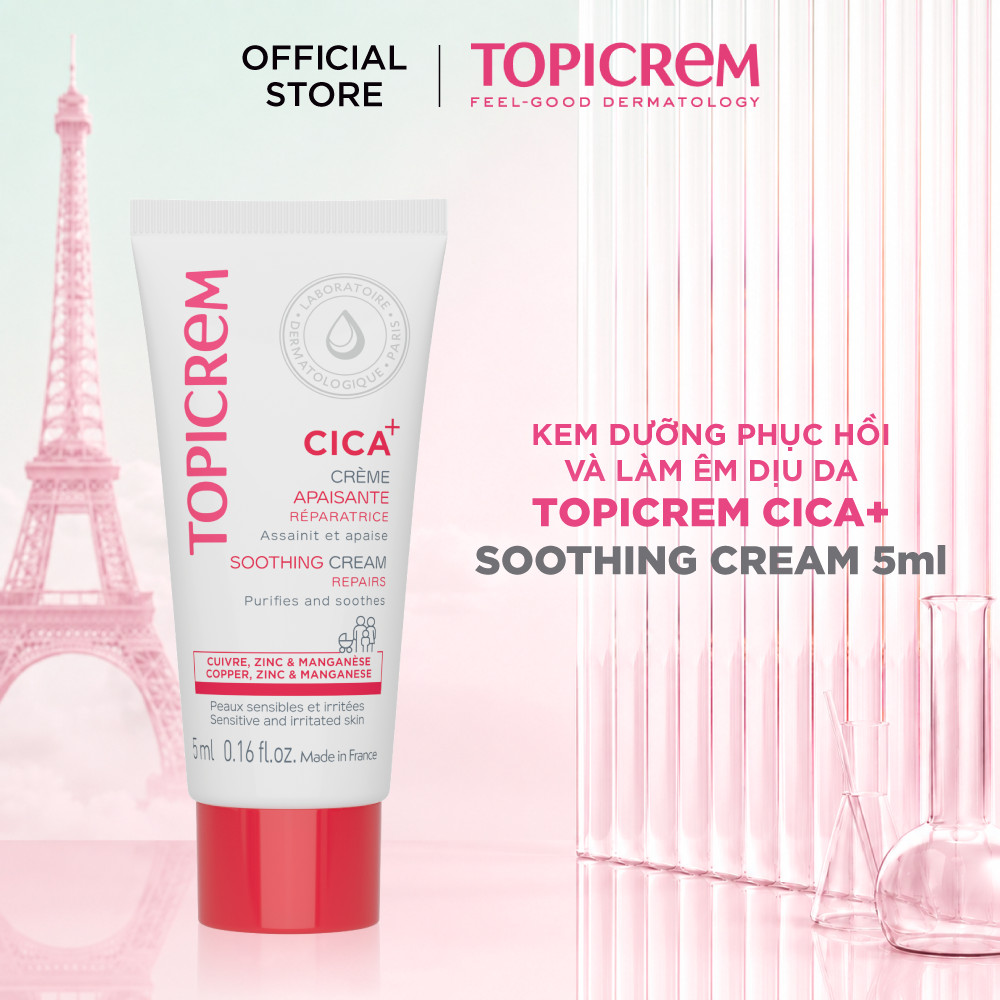 [QUÀ TẶNG] Kem dưỡng phục hồi và làm êm dịu da TOPICREM CICA+ SOOTHING CREAM 5m (Phân loại 3)