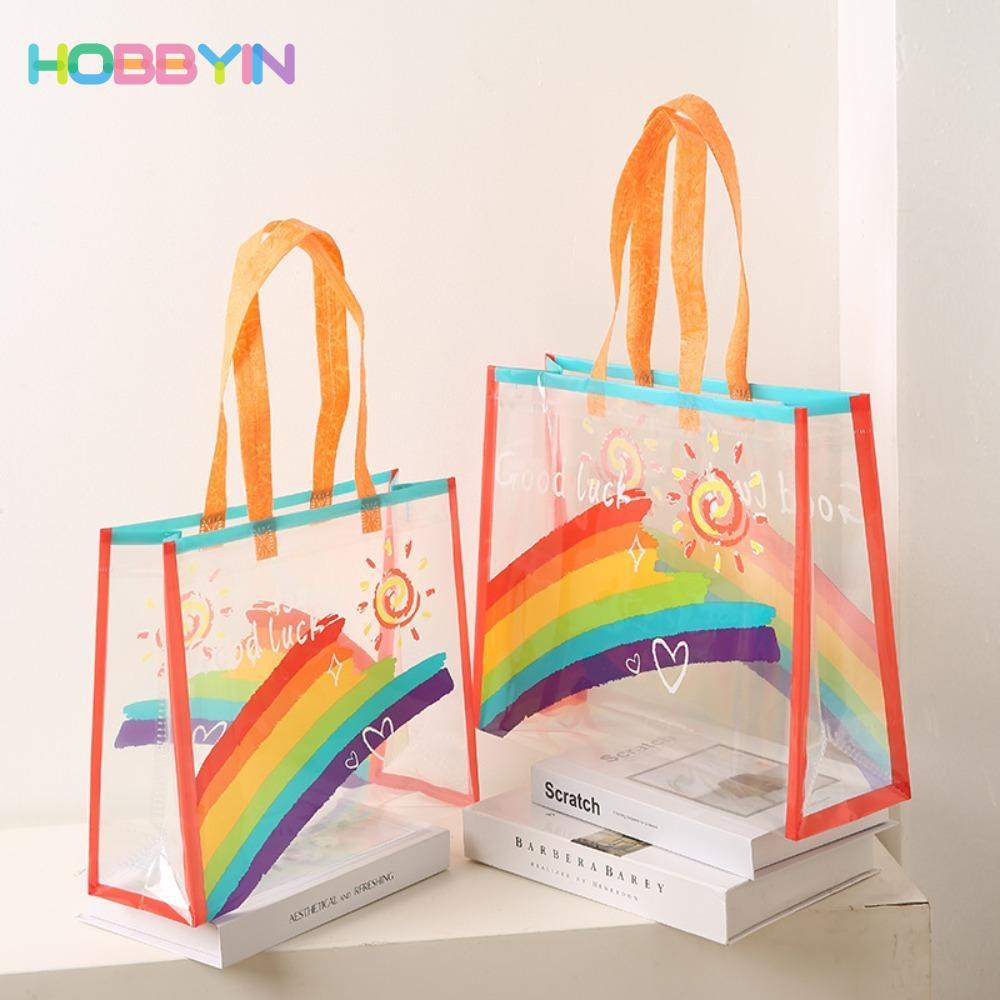 Túi xách HOBBYIN, Túi đeo vai cầu vồng dung tích lớn PVC, Túi đựng đồ bơi chống nước bán chạy Cắm trại