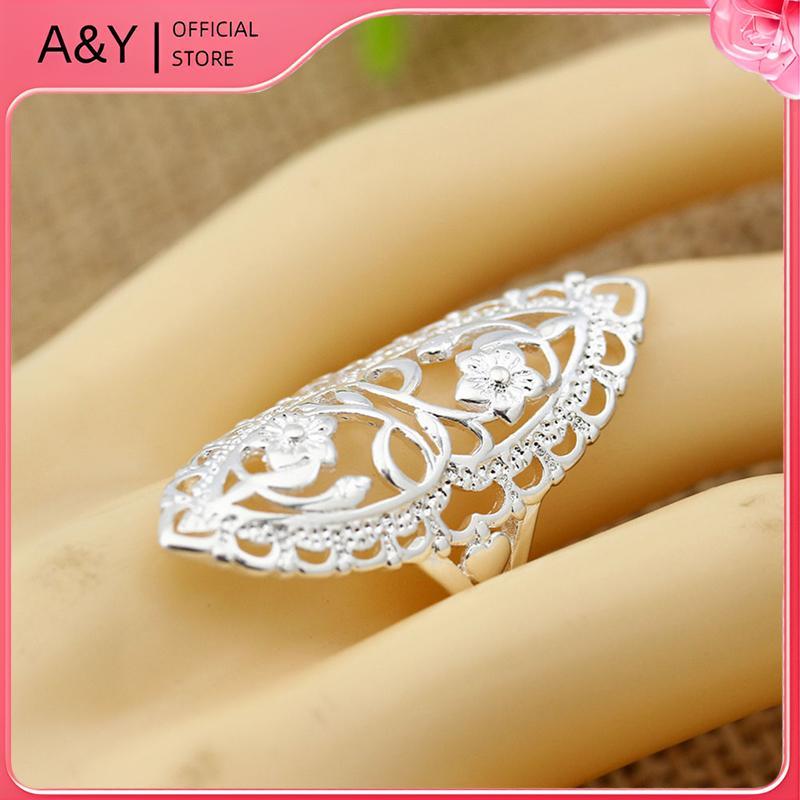 A & Y Thời Trang Dễ Thương Bạc 925 Đầy Rỗng Nhẫn Lớn Nữ Nhẫn Nóng.