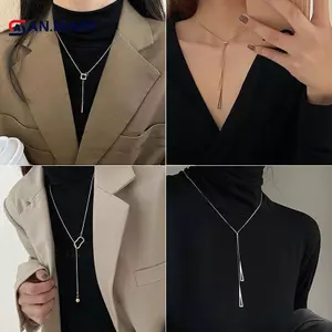 AN.MART Thời Trang Dài Dây Buộc Cho Nữ Đơn Giản Có Thể Điều Chỉnh Xương Đòn Dây Chuyền Ánh Sáng Sang Trọng Dây Chuyền Áo Len Phụ Kiện Trang Sức Quà Tặng VN