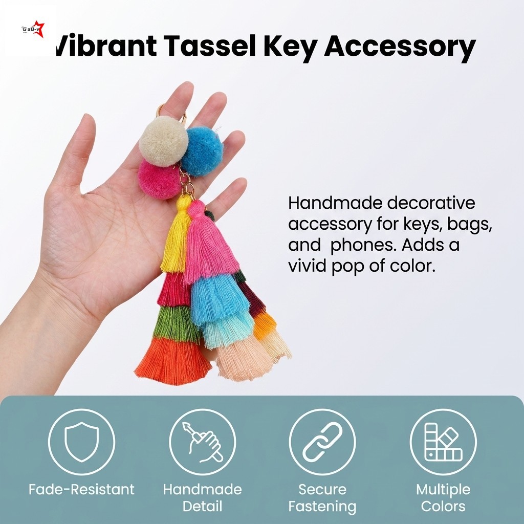 Polyester Nhiều Màu Sắc Tua Rua Pom Pom Móc Khóa Phụ Kiện Trang Trí Cho Túi Và Chìa Khóa