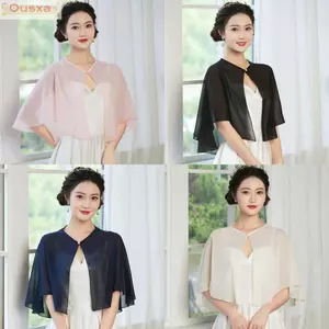 Khăn choàng mềm OUSXA, Áo choàng voan phong cách thanh lịch Sheer, Áo choàng cưới thiết kế nhẹ cổ điển