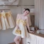 Đầm quây tơ xoè đính hoa nổi Linh Hoàng