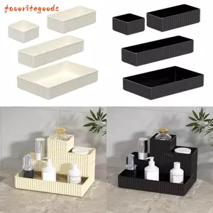 Hộp lưu trữ trang điểm FAVORITEGOODS, Hộp lưu trữ ngăn kéo tích hợp PET, Hộp sắp xếp chia ngăn chống bụi đa chức năng Mỹ phẩm