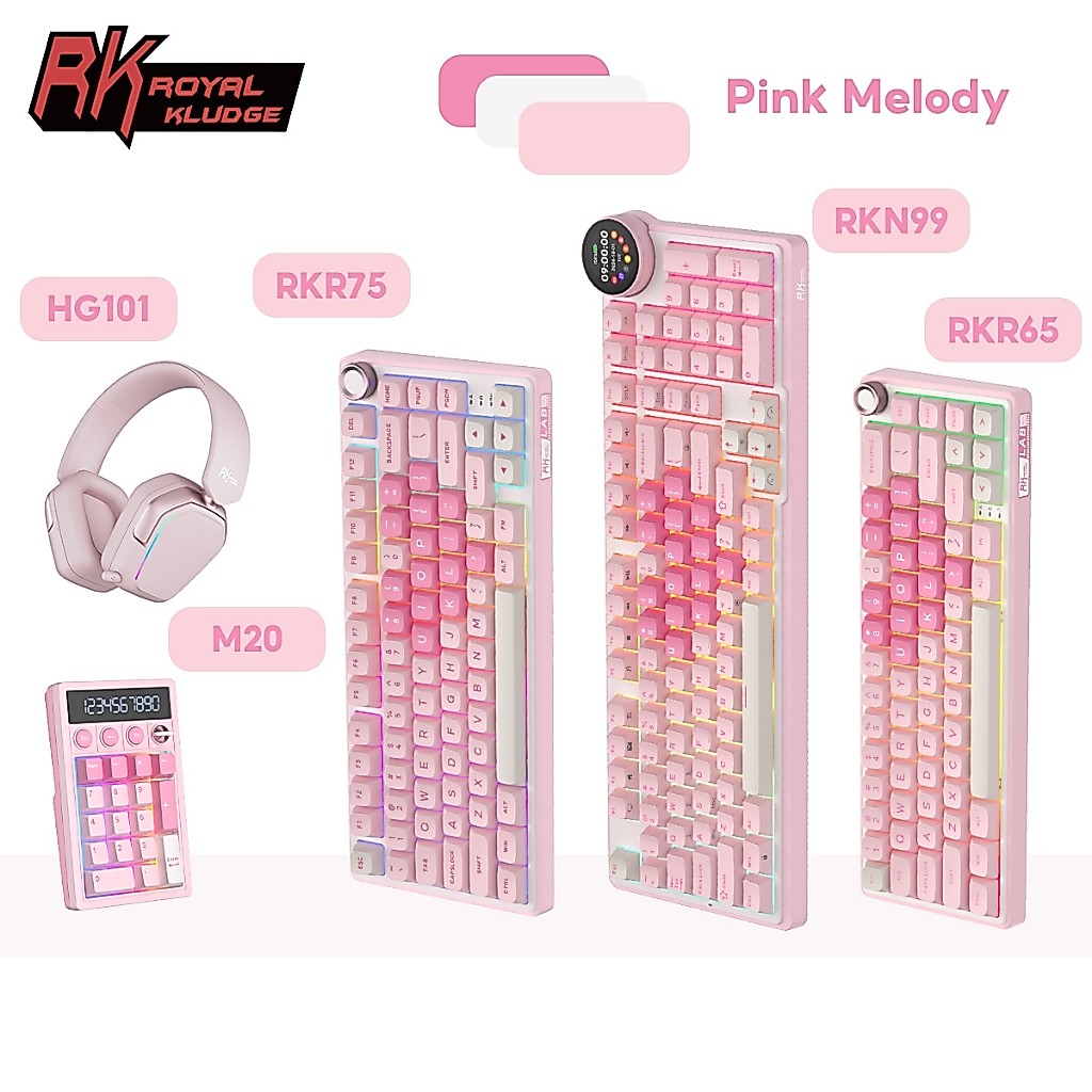 Royal Kludge RK R65 R75 N99 Bàn Phím Cơ RGB Giai Điệu Màu Hồng Có Núm Và Bàn Phím Tai Nghe Bàn Phím Số Combo Bộ | BigBuy360 - bigbuy360.vn