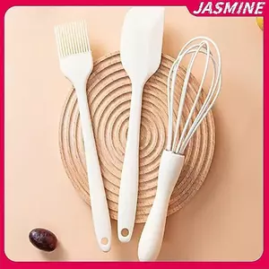 JASMINE 3 Bộ Nướng Bánh Thực Phẩm Silicon Chịu Nhiệt Kem Cạp Trứng Đánh Mỡ Bàn Chải Nhà Bếp Bánh Nướng Dụng Cụ JASMINE