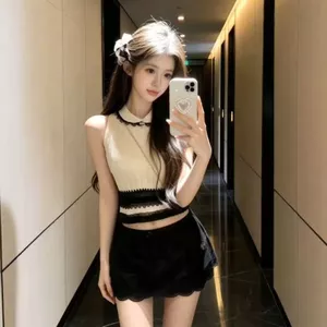 2026 Pháp Ngọt Ngào Retro Cổ Búp Bê Slim-fit Áo Thun Không Tay Top Mỏng Hơn Nhìn Nóng Cô Gái Nguyên Chất Desire Phong Cách Tinh Tế