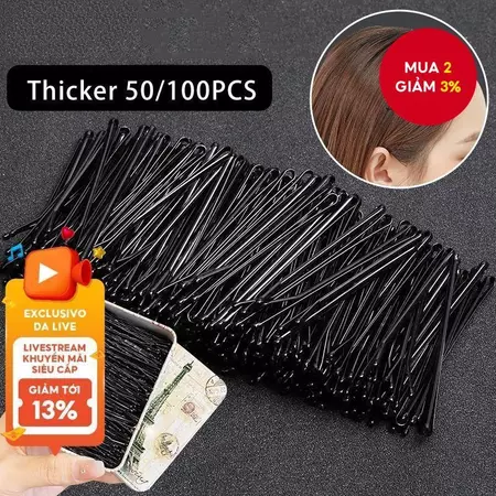 50 / 100 Chiếc Kẹp Tóc Màu Đen Đơn Giản Nổ Giá Đỡ Cho Nữ Đa Năng Bên Phụ Kiện Tóc Bộ