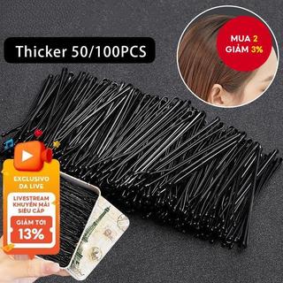50 / 100 Chiếc Kẹp Tóc Màu Đen Đơn Giản Nổ Giá Đỡ Cho Nữ Đa Năng Bên Phụ Kiện Tóc Bộ