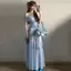 Royal Sister Design Sense Blue Tie-Dye Diagonal Strapless Top Nữ Mùa Hè Đẹp Khâu Gạc Nẹp-