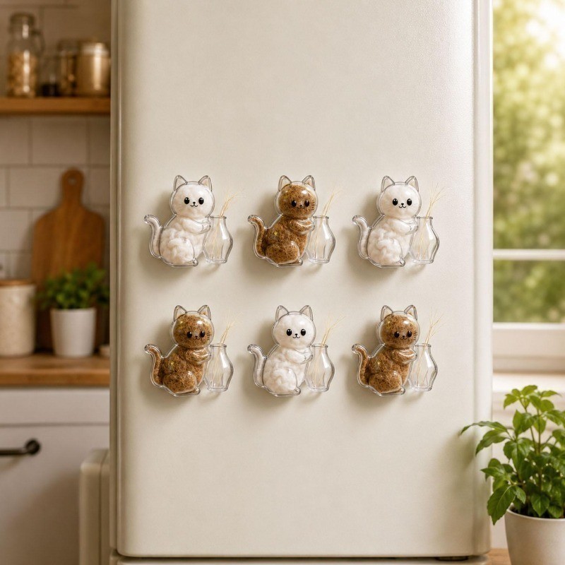 [GUUDUU] Hộp đựng lông thú cưng nam châm - Bình nam châm cắm silicon - Hộp đựng râu mèo trong suốt - Bình đựng viên nang hình mèo - Đồ trang trí tưởng niệm thú cưng / Giao hàng miễn phí