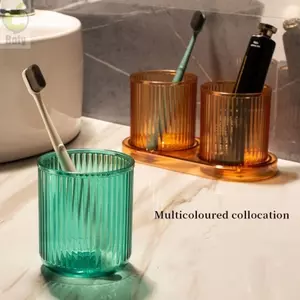Cốc đựng bàn chải đánh răng ROLY, Cốc súc miệng bằng nhựa dễ làm sạch, Cốc giặt trong suốt chống rơi Phòng tắm