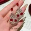 {Red Rhyme Zhuhua} Mới Phong Cách Trung Hoa Nhấp Nháy Full Kim Cương Rỗng Rắn Bầu Bông Tai Tính Khí Retro Bông Tai Giá Trị Cao 6.8