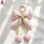 Móc khóa ruy băng hoa Tulip Túi dễ thương Móc kim loại quyến rũ