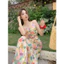 Váy yếm in hoa tranh sơn dầu cho nữ, váy dài đi biển