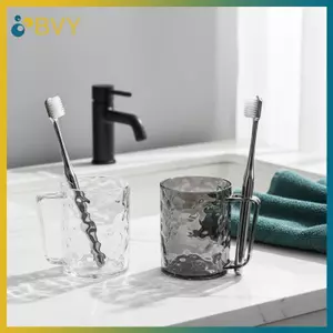 Cốc đựng bàn chải đánh răng bằng nhựa phòng tắm tại nhà BVY có tay cầm an toàn Giá đỡ trong suốt cho máy sắp xếp nước súc miệng và bàn chải đánh răng.