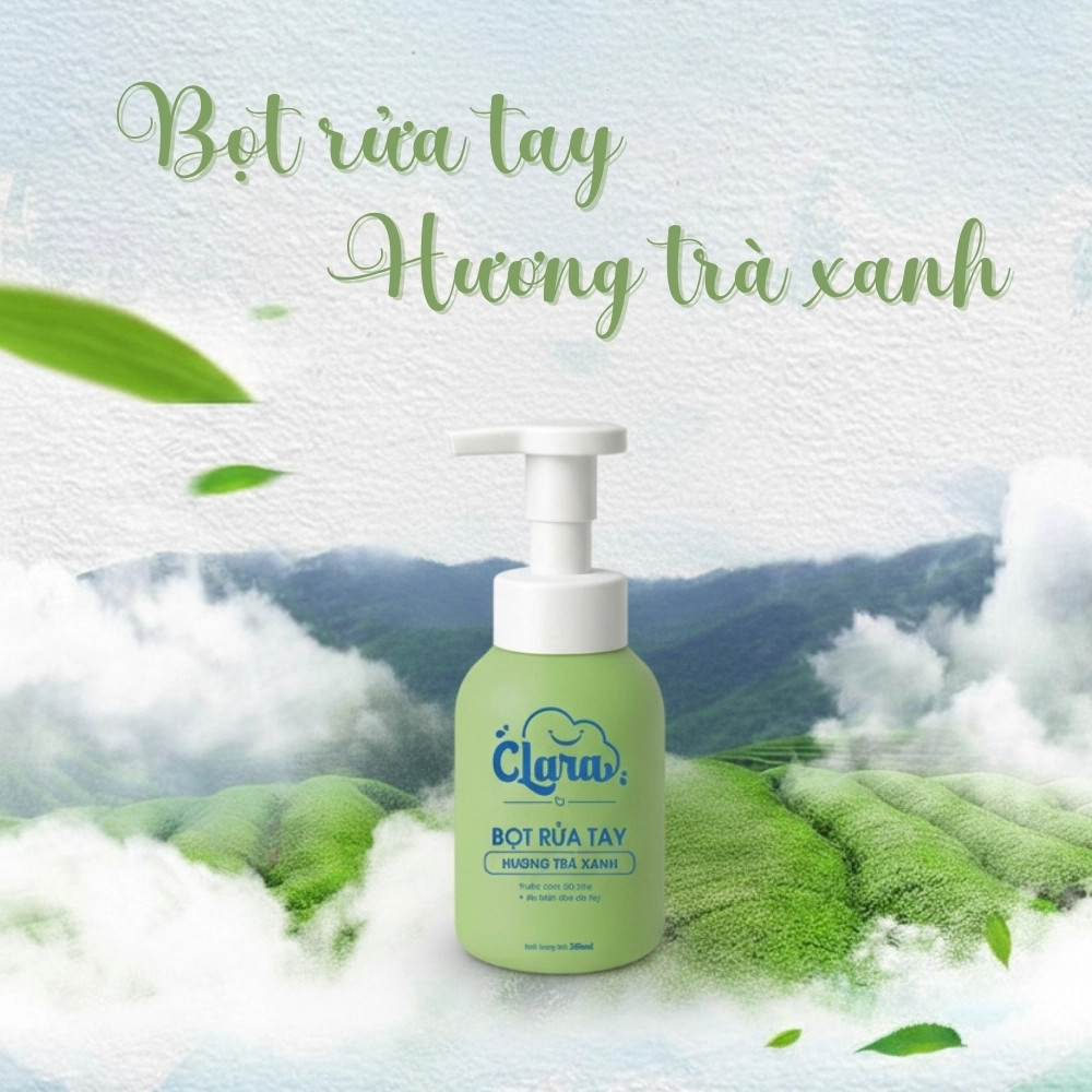 Bọt Rửa Tay Clara Hương Trà Xanh Chai 300ml NRT003, Bọt Vệ Sinh Tay, Lành Tính, Diệt Vi Khuẩn Hàng Chính Hãng