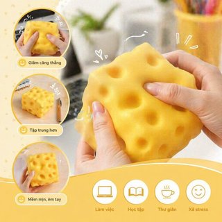 【BabyJoy】Đồ chơi bóp phô mai Jumbo,squishy,chậm đàn hồi,có thể tạo hình, bóng giảm căng thẳng
