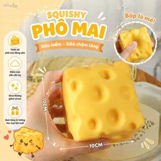 【BabyJoy】Đồ chơi bóp phô mai Jumbo,squishy,chậm đàn hồi,có thể tạo hình, bóng giảm căng thẳng