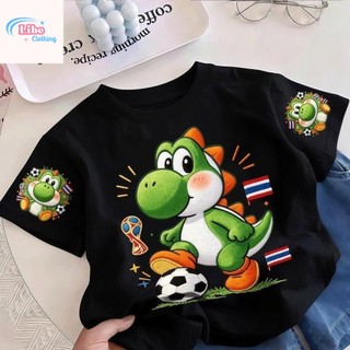 Áo Thun Trẻ Em Bé Trai Gái In Yoshi Bóng Đá Thái Lan, Áo Bông Ngắn Tay Hè Phong Cách Mario Size 3-12 Tuổi COD