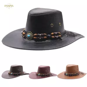 PNPIA- Giả Da Tây Cao Bồi Mũ Dành Cho Nữ Vintage Quý Ông Đầm Nón Panama Bò Cô Gái Jazz Mũ Sombrero