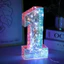 DONOVANQQ Bảng hiệu số nhà được chiếu sáng, Đèn LED trang trí nhiều màu, Hộp pin cài đặt dễ dàng Số đèn LED Usb màu xanh công suất kép Trang trí tiệc Marquee