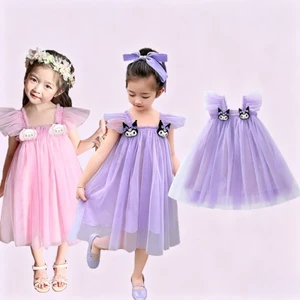 ✿ Váy tuyn không tay theo chủ đề Sanrio dành cho trẻ em Váy công chúa Kuromi dễ thương cho bữa tiệc hàng ngày