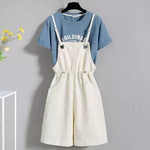 Bộ hai mảnh dáng rộng phiên bản Hàn Quốc mùa hè dáng rộng dáng rộng dáng rộng lưng cao