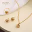 PNPIA- 3 Cái / bộ Màu Vàng Hình Bóng Trang Sức Hợp Thời Trang Xoắn Luy Nút Thắt Lưng Có Thể Điều Chỉnh Nhẫn Nelace Bông Tai Cho Người Phụ Nữ Tiệc Cưới Quà Tặng