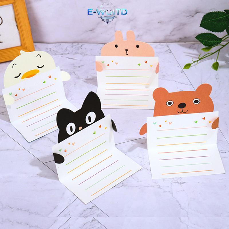 E-WOITD 1 / 9 Chiếc Thẻ Quà Tặng Hoạt Hình Dễ Thương Phong Bì Gấp Thiệp Chúc Mừng Ngày Lễ Bưu Thiếp Động Vật Thẻ Sinh Nhật Cho Sinh Viên Đảng E-WOITD