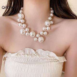 Nhà Máy Thời Trang Vintage Hyperbole Ngọc Trai Không Đều Nelace Pháp Retro Xương Cổ Dây Xích Dành Cho Nữ Cô Gái Mặt Dây Chuyền Thanh Lịch Nelace Trang Sức Quà Tặng QrhYK