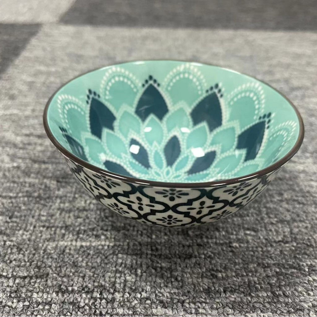 ❤️Bán chạy❤️Nhiều Gói 4,75 Inch Gốm Lót Màu Bát Cơm Gia Đình Mới Bohemian Bộ Đồ Ăn Bát Ăn Lớn