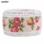 SMILE DIY Ren Ruy Băng, Ruy Băng Bố In Hình Hoa Đỏ, Ruy Băng 5 Mét Ren Viền Phong Cách Mộc Mạc Dây Đay Dây Đeo Đồ Trang Trí Giáng Sinh