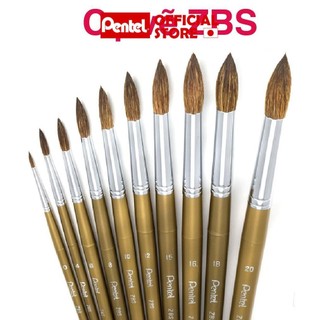 Cọ vẽ màu nước Pentel ZBS1 lông mềm đa kích cỡ 0–20 dùng cho cọ nét và cọ tô màu