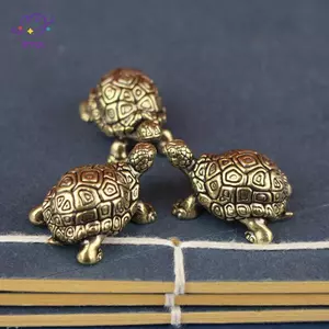 HFTOY Đồng Nguyên Chất Rùa Tượng Đồng Vintage Rùa Tượng Để Bàn Phong Thủy Trang Trí Thu Nhỏ Trà Cổ Đồ Thủ Công Thú Cưng Quà Tặng ~