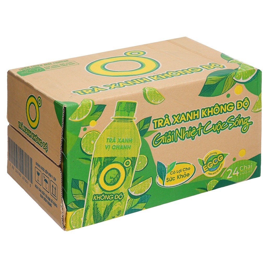 Thùng 24 chai Trà Xanh 0 Độ 455Ml (24 Chai)