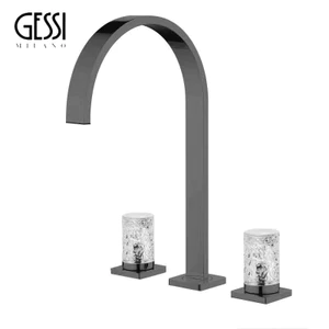 Vòi ba lỗ GESSI của Ý, vòi lavabo phòng tắm toàn bộ bằng đồng, thiết kế tối giản sang trọng, vòi pha nước nóng lạnh tinh