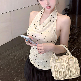 VM-Áo Yếm Nữ Cổ Đổ Chấm Bi Ôm Body, Áo Chấm Bi Cổ Đổ Sang Chảnh Thời Trang Nữ