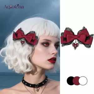 AqToCna Gothic Gothic Gothic Phong Cách Gothic Tóc Ruy Băng Nơ Kẹp Tóc Thời Trang Cho Bé Gái Mũ Đội Đầu Cao Cấp AqToCna