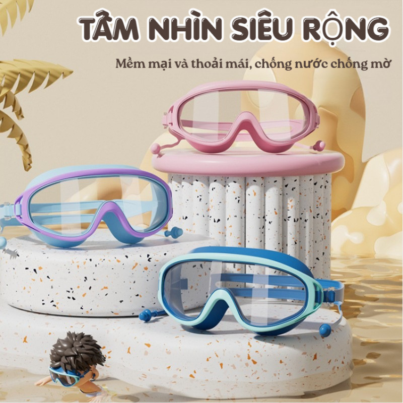 Combo Kính Bơi Trẻ Em,Nút Bịt Tai, Chống Sương Mù,Full Box,Mũ Bơi,Kính Bơi Cho Bé