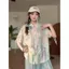 Phong cách Hàn Quốc Phong cách nhẹ nhàng Màu nước Smudge Ve áo sơ mi ngắn tay mùa hè Slimer Look All-Match Lazy Loose Niche Top