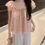 Tính khí ngọt ngào Xù cổ phẳng nhỏ tay bay Voan Top Nữ Mùa hè Tính khí thời trang Slimer Look All-Match