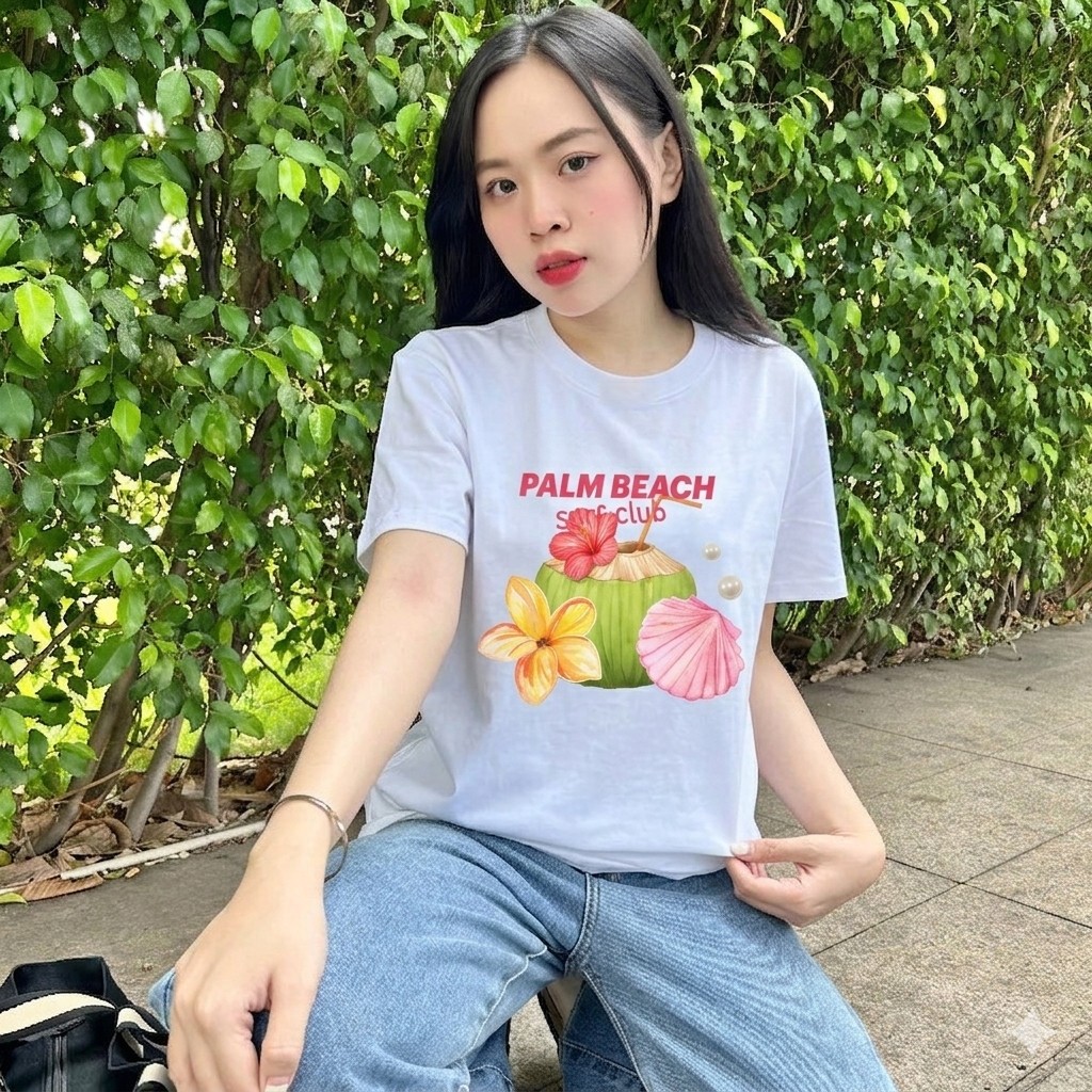 （Giao hàng 24h）Angela  Áo thun ĐI BIỂN MÙA HÈ, Áo Phông cây dừa trái dừa holiday nam nữ cực đẹp