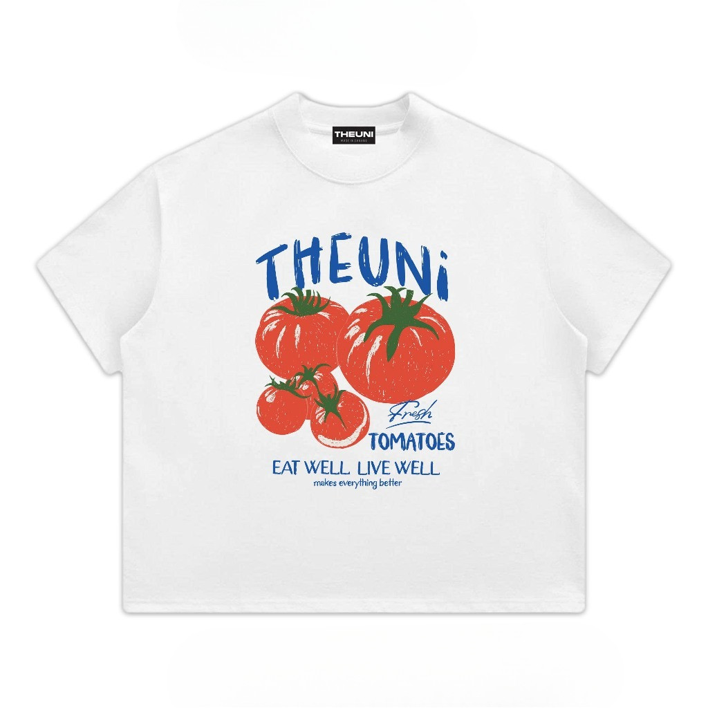 （Giao hàng 24h）Angela Áo Thun Trắng Boxy Mùa Hè Trái Cây Nhiệt Đới 2 100% Cotton 220gsm Năng Động Trẻ Trung